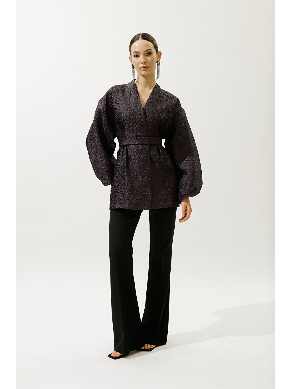 Jakar Organze Kimono Mor-4