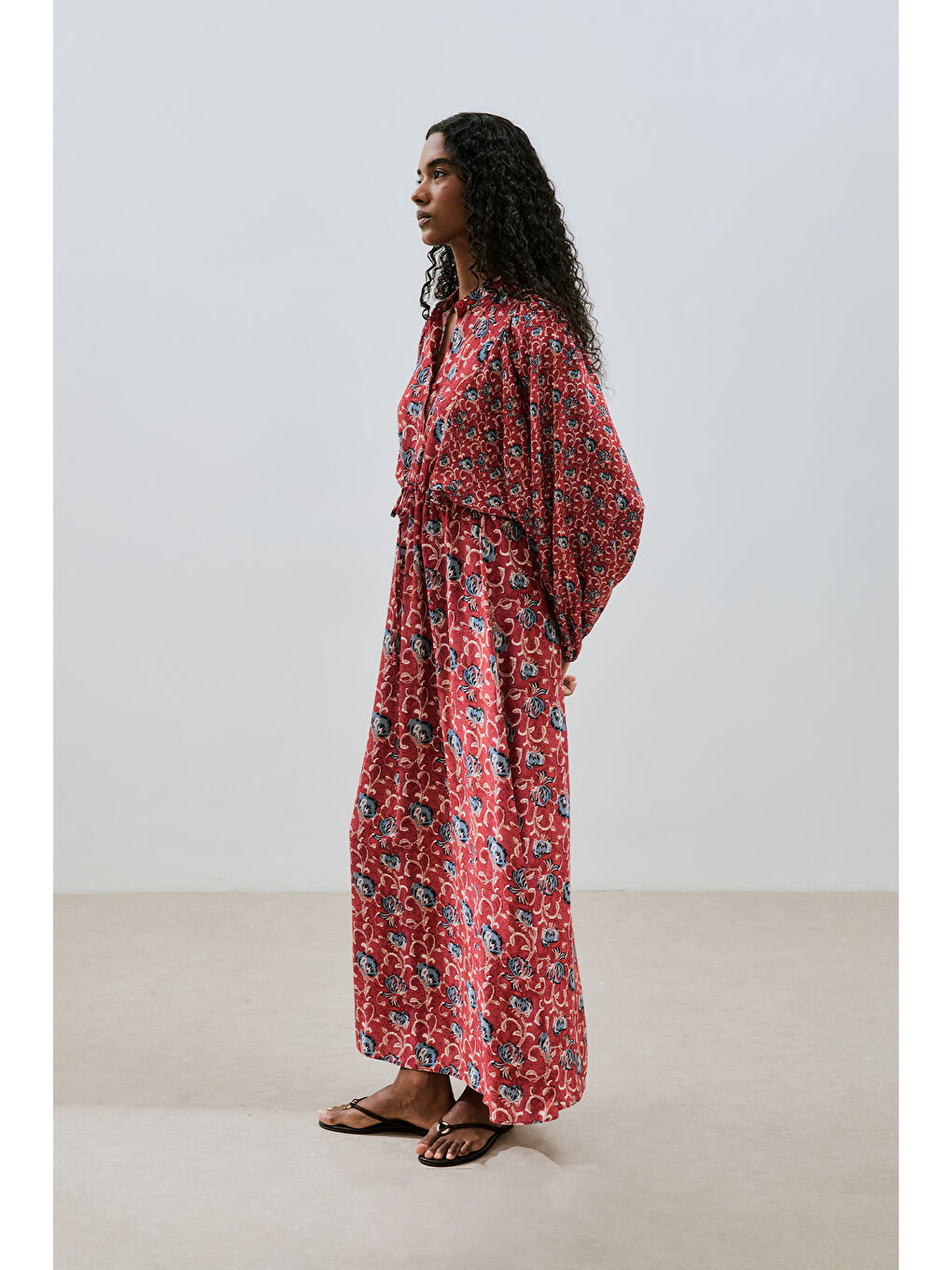 Karışık DESENLİ VİSKON BAĞLAMALI ELBİSE POPPY-4