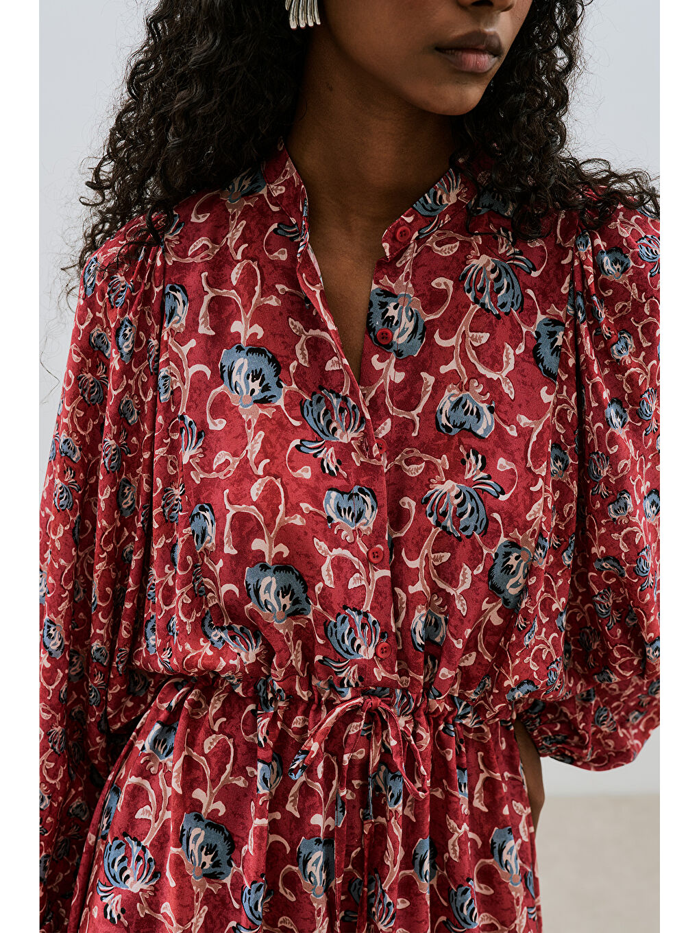 Karışık DESENLİ VİSKON BAĞLAMALI ELBİSE POPPY-5