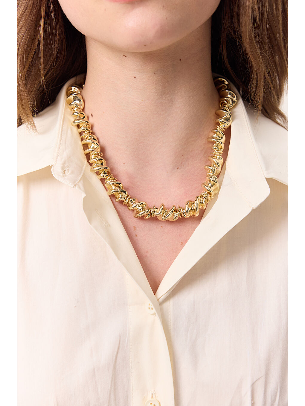 Sarı Burgu Model Kolye Gold