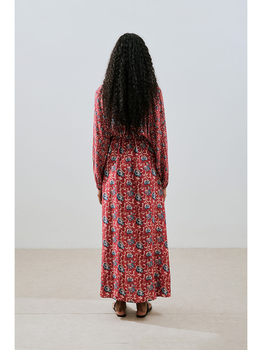 Karışık DESENLİ VİSKON BAĞLAMALI ELBİSE POPPY-6