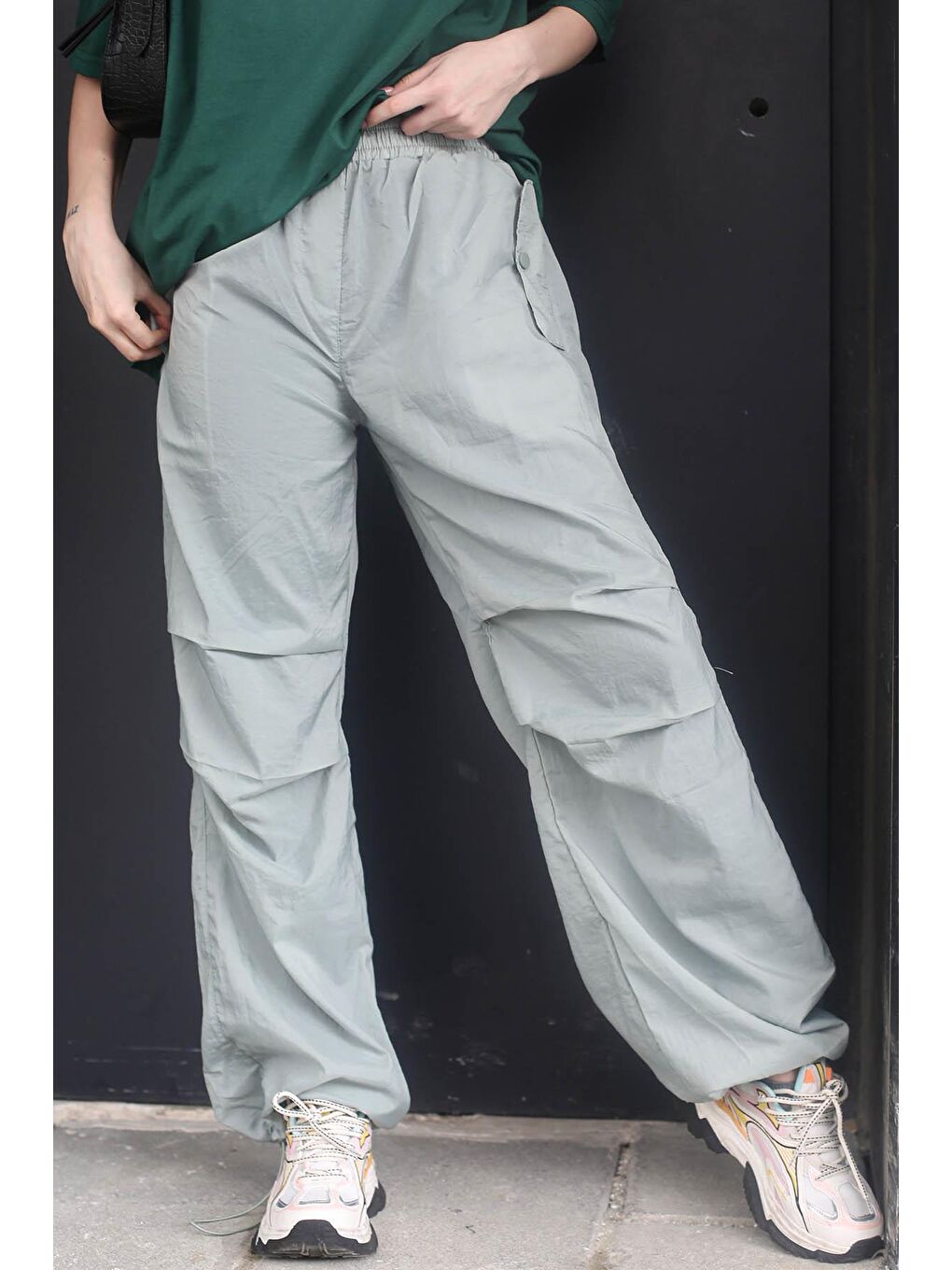 Mint Yeşili Paraşüt Jogger Kadın Pantolon Mg1726