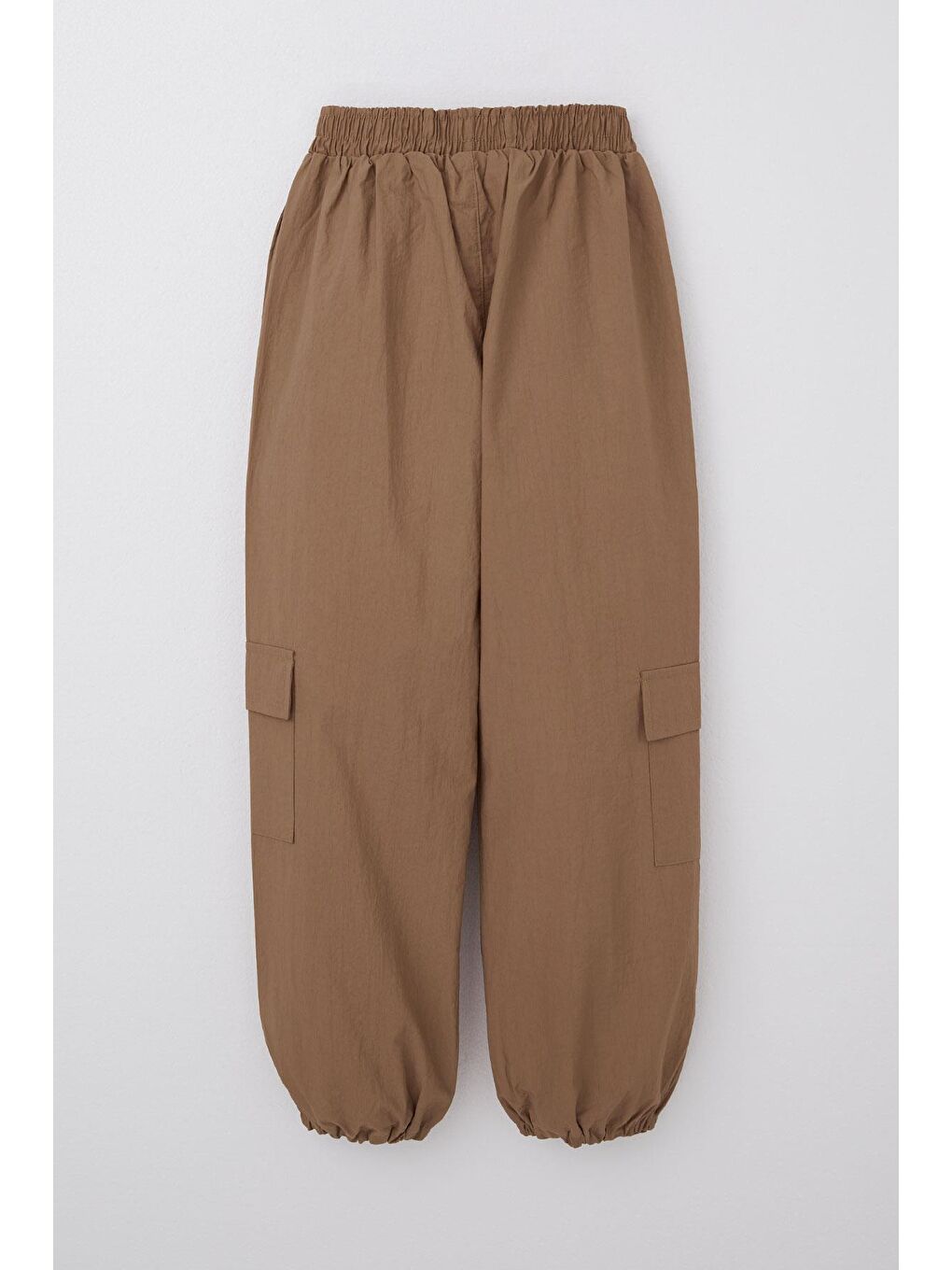 Kız Çocuk Paraşüt Jogger Paça Pantolon Kargo Cep Kahverengi (7-12 Yaş)-4