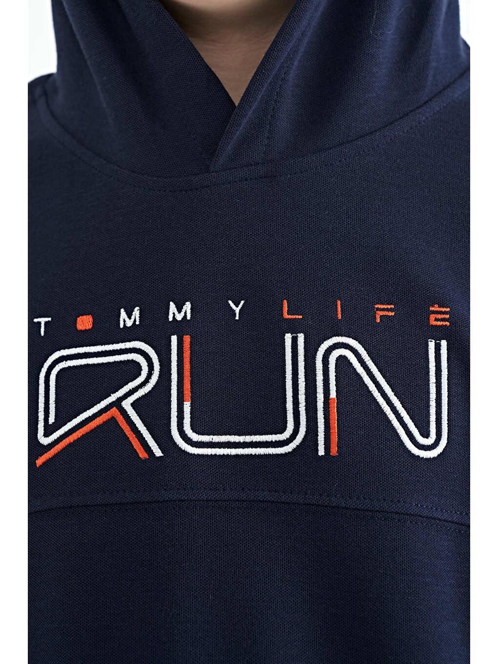 TOMMYLIFE İndigo Kanguru Cepli Kapüşonlu Oversize Erkek Çocuk T-Shirt - 11160 - 1