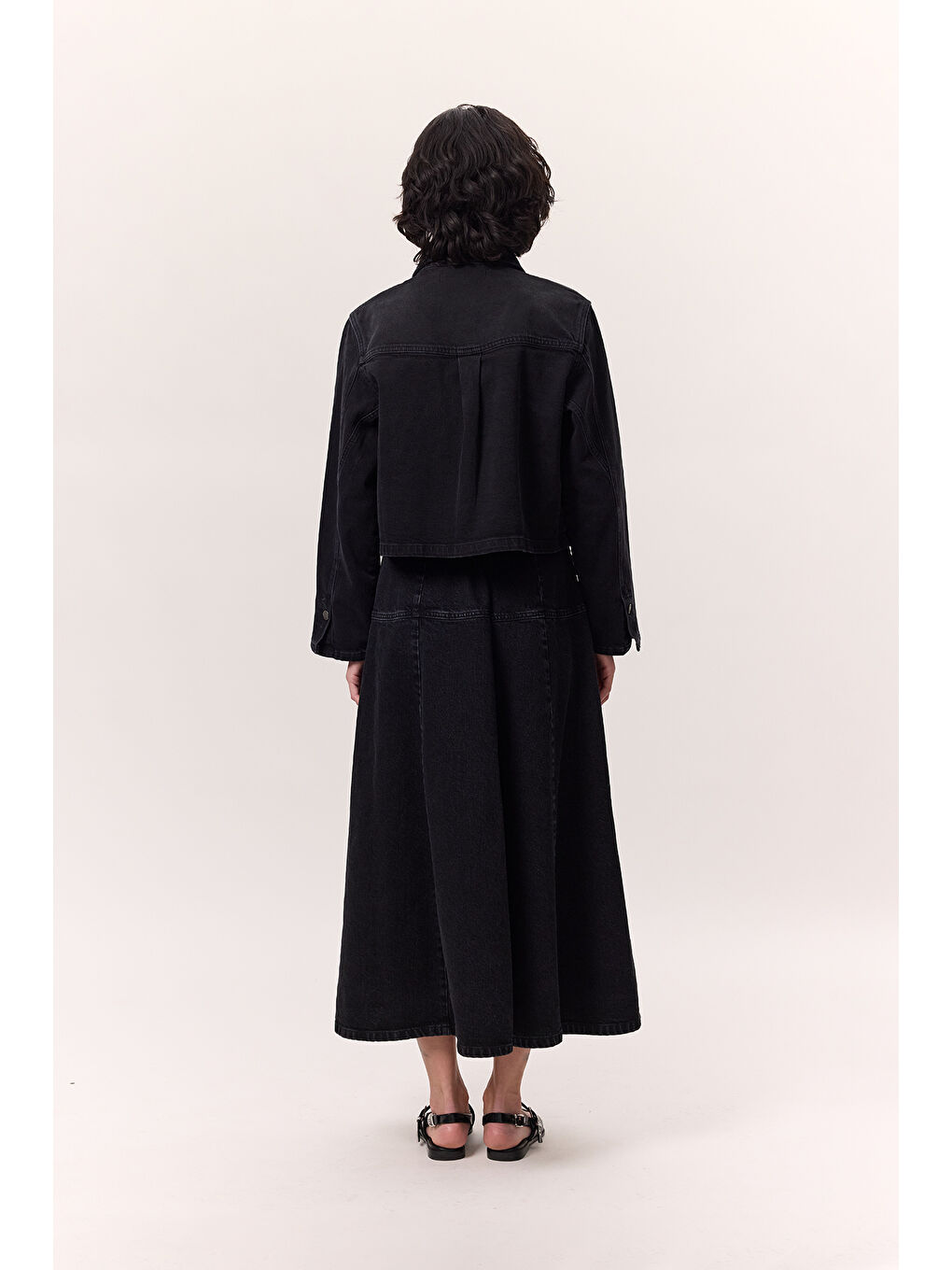 Kısa Denim Gömlek Ceket Siyah-7