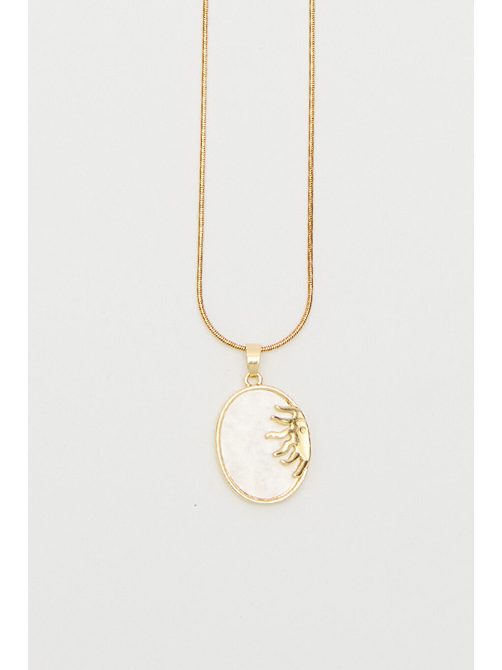 Sarı İnci Yaprak Kolye Gold-2