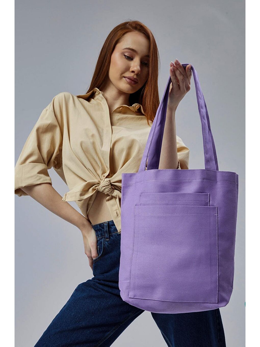 2 Cepli Lila Gabardin Çanta