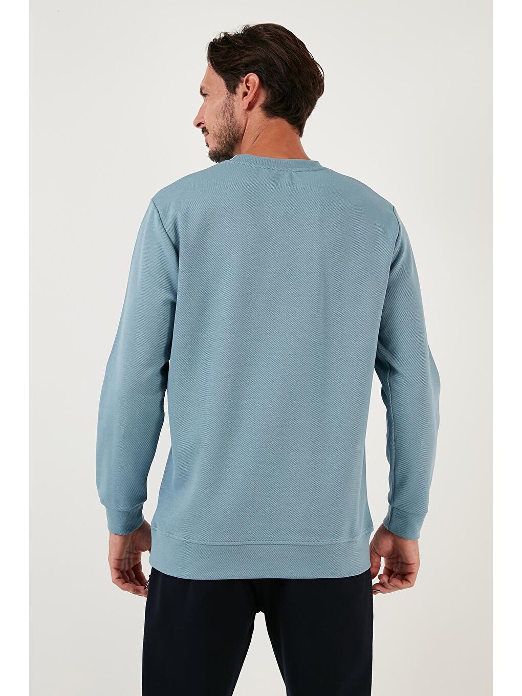 Buratti Mavi Pamuklu Bisiklet Yaka Regular Fit Basic Erkek Sweatshirt 5905521 - 4