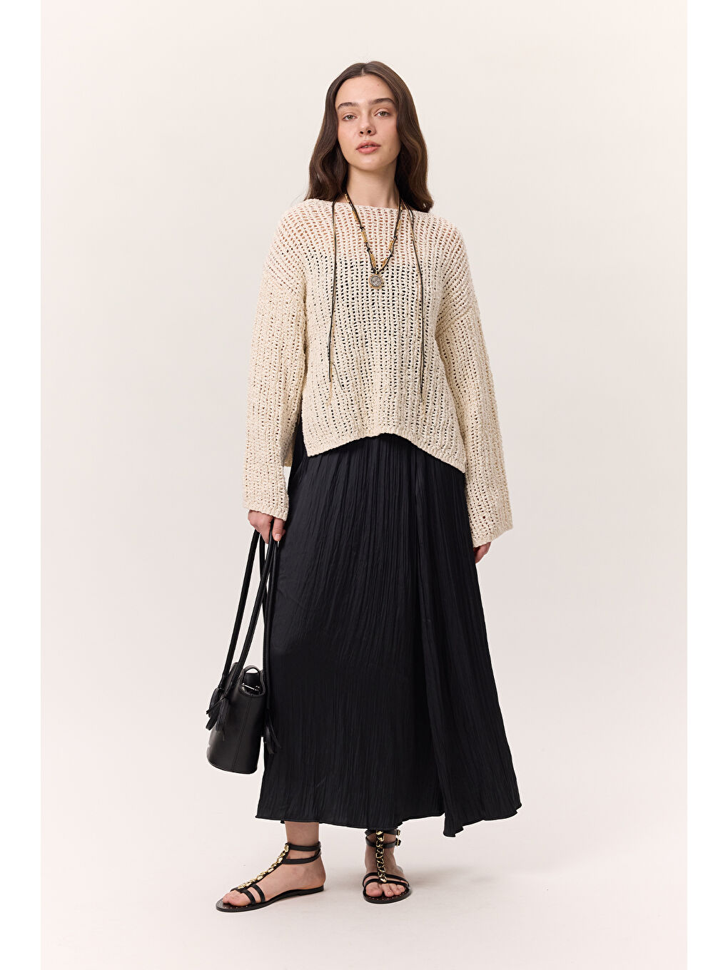 Gri Crush Saten Etek Kömür