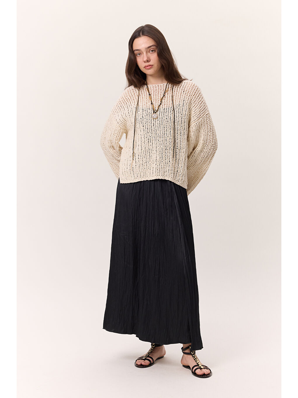 Gri Crush Saten Etek Kömür-2