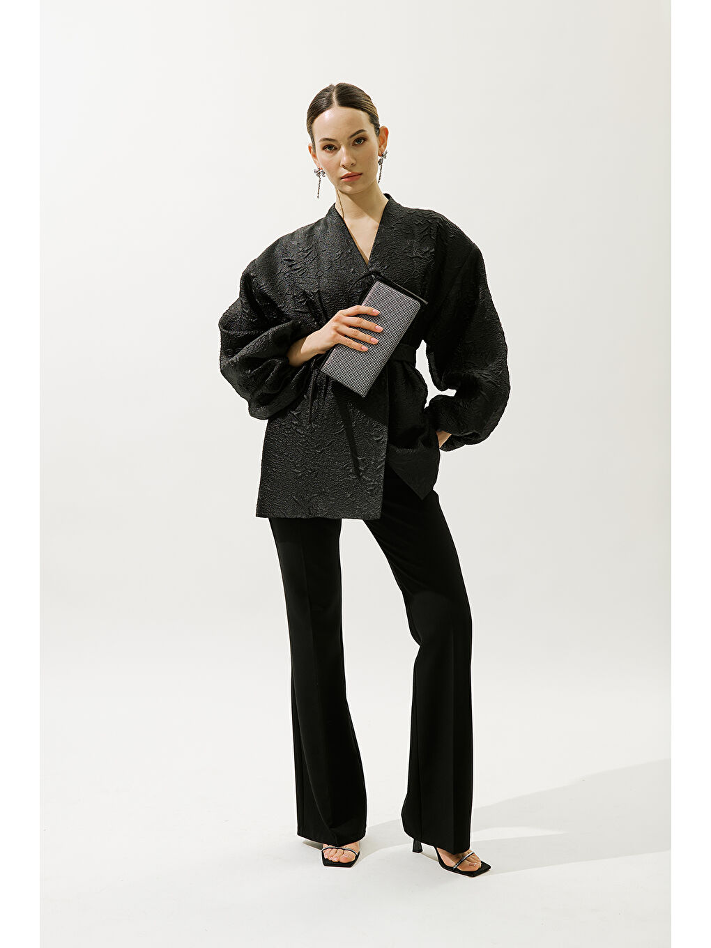 Jakar Organze Kimono Siyah-1