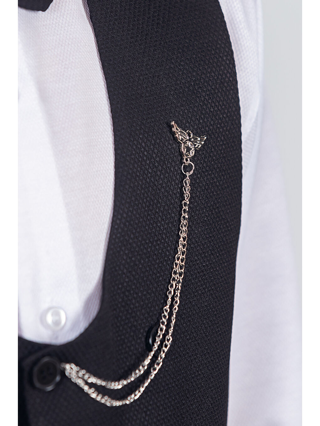 Siyah Erkek Çocuk Takım Elbise Papyonlu Yelekli Takım Elbise TE.9999-6