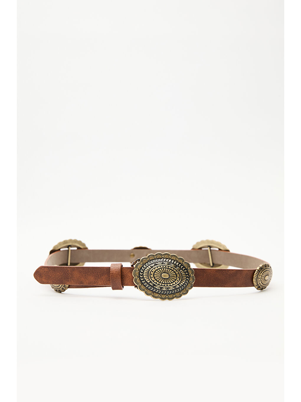 Kabartma Tokalı Kemer Kahverengi-1