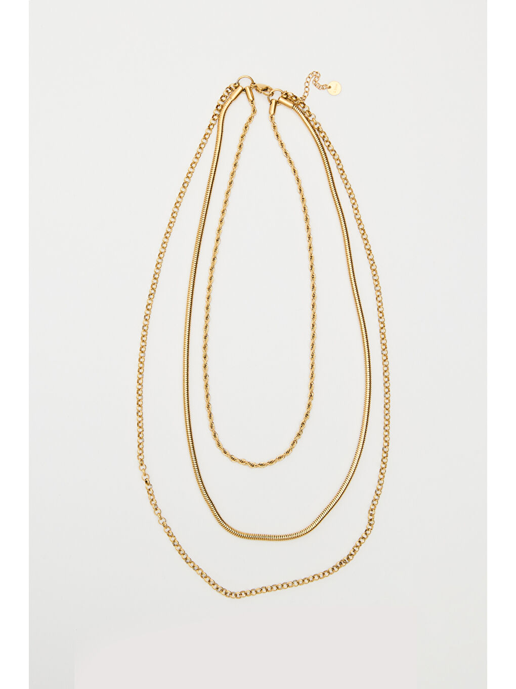 Sarı 3'Lü Zincir Kolye Gold-2