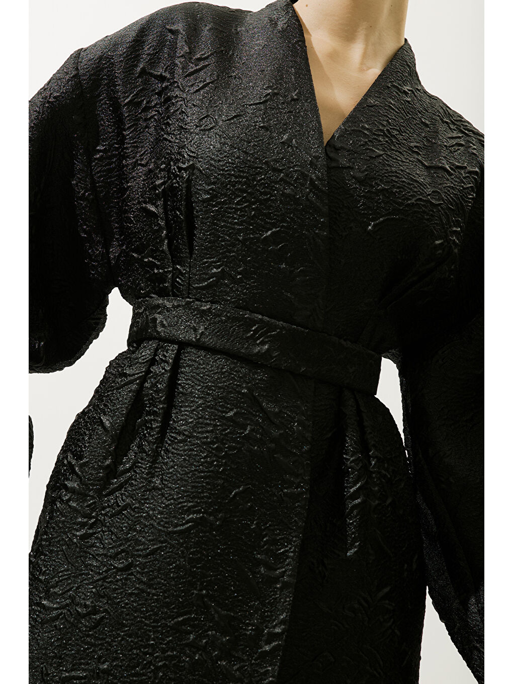 Jakar Organze Kimono Siyah-5