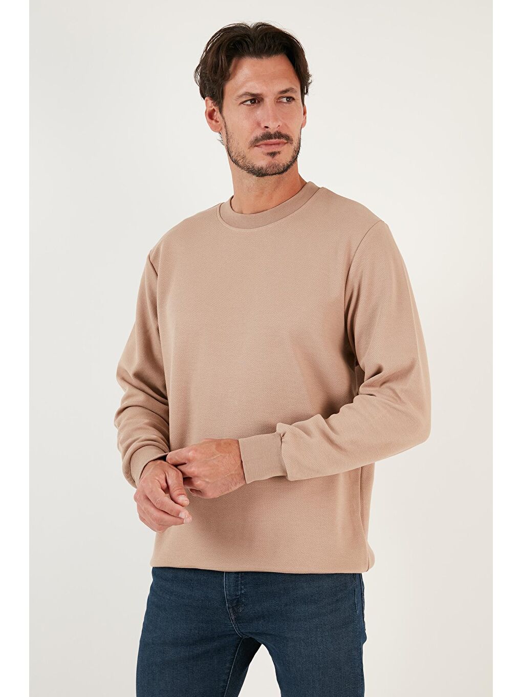 Buratti Vizon Pamuklu Bisiklet Yaka Regular Fit Basic Erkek Sweatshirt 5905521 - 1