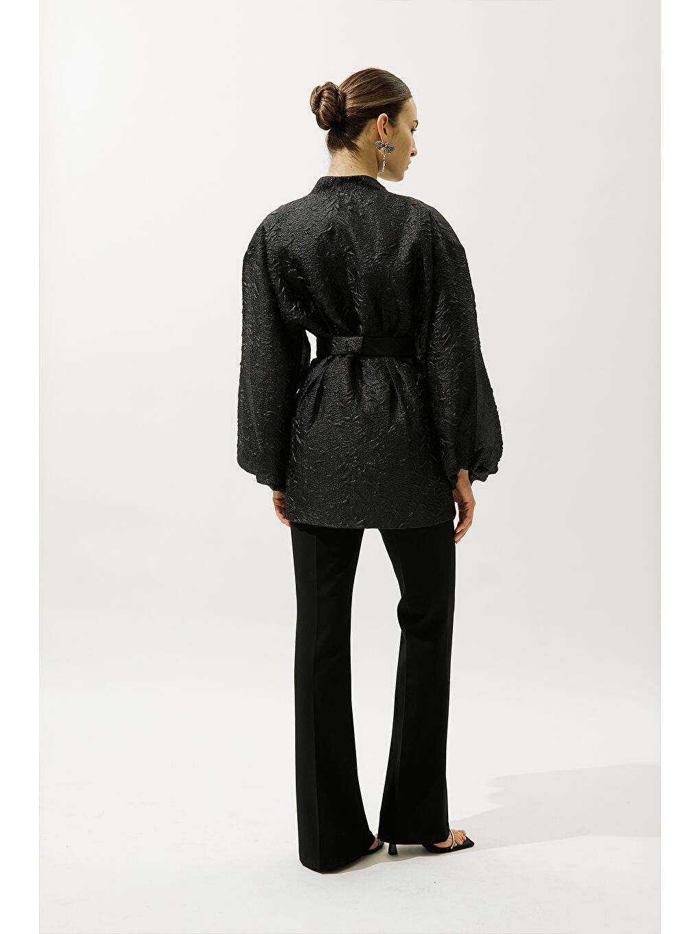 Jakar Organze Kimono Siyah-6