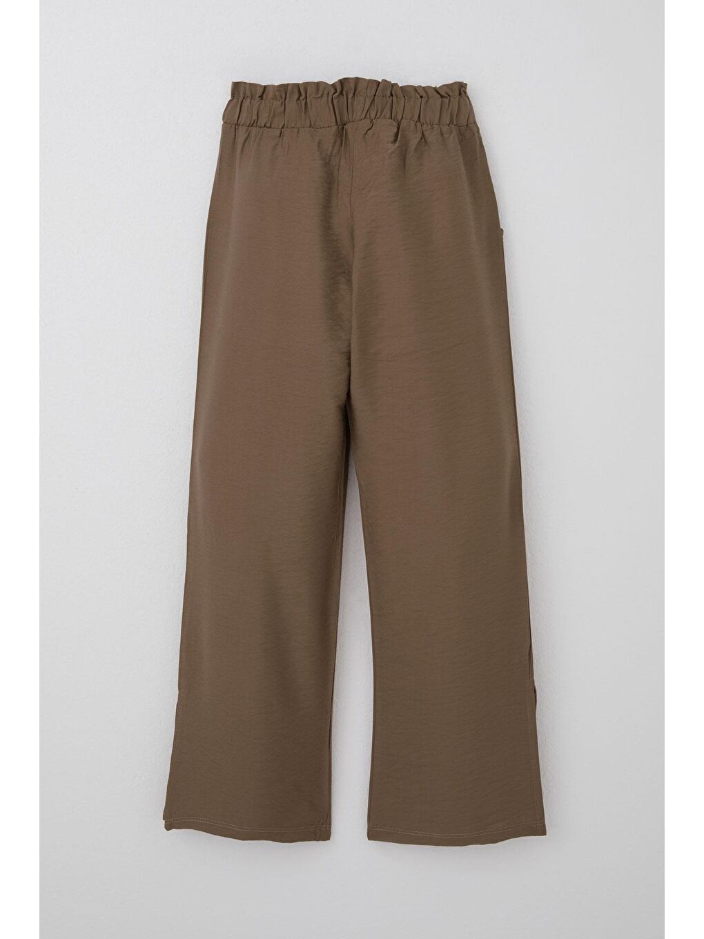 Kız Çocuk Pantolon Cepli Paçası Yırtmaçlı Kahverengi (8-14 Yaş)-1