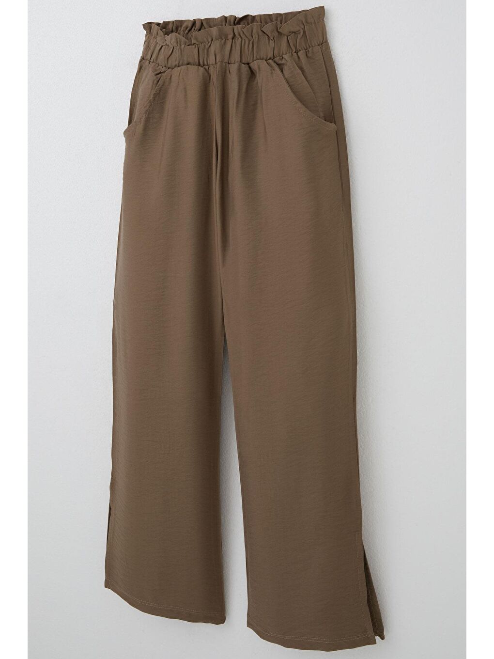 Kız Çocuk Pantolon Cepli Paçası Yırtmaçlı Kahverengi (8-14 Yaş)-2