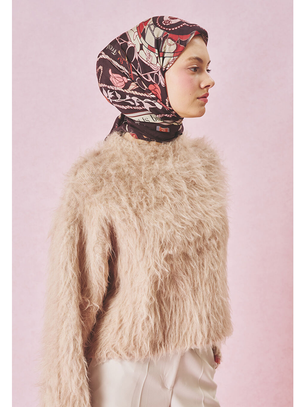 Bordo Burgundy Dreamy Skıes Desen Floş Viskon Eşarp-2