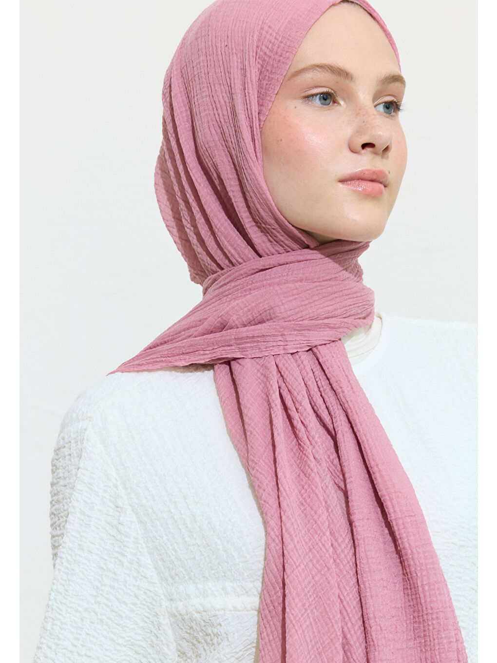 Modal Krinkıl Şal Gül Pembe-3