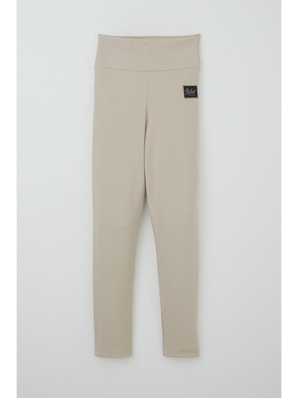 Bej Kız Çocuk Tayt Yazılı Arma Baskılı Taş (8-14 Yaş)