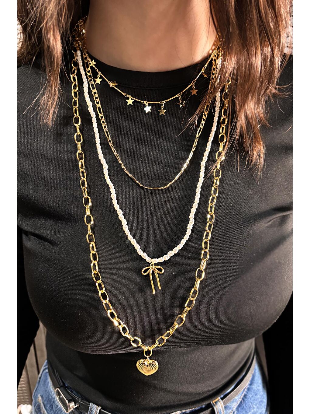 Sarı Aşkın Yıldızları Çoklu Kolye Seti-1