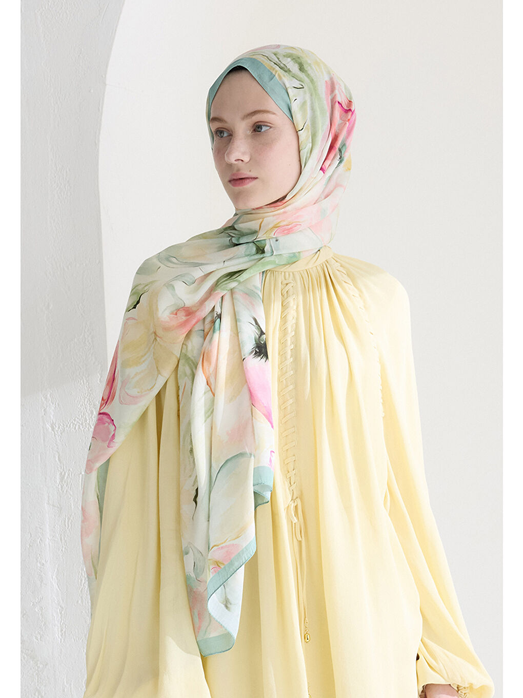 Soft Flora Floş Viskon Şal Soft Yeşil-1