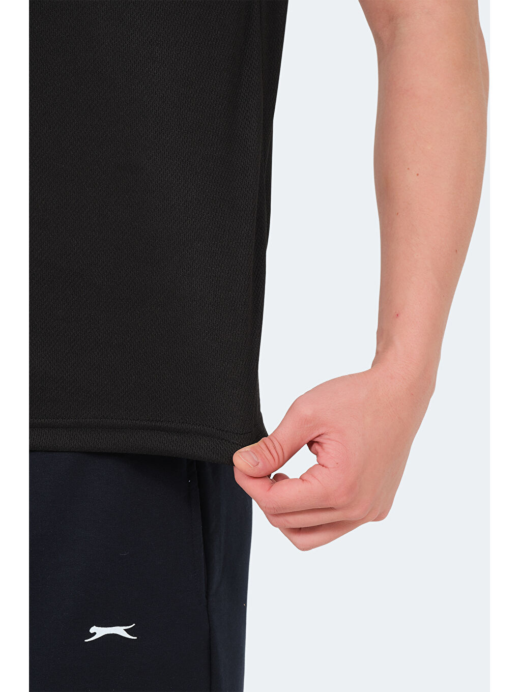 Siyah Bisiklet Yaka Kısa Kollu Erkek Tişört-5