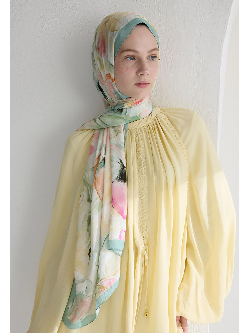 Soft Flora Floş Viskon Şal Soft Yeşil-2