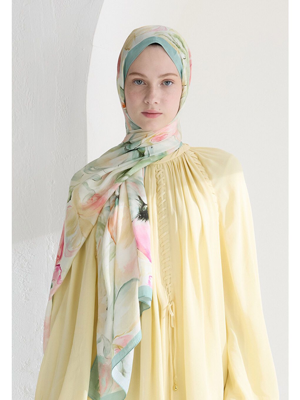 Soft Flora Floş Viskon Şal Soft Yeşil-3
