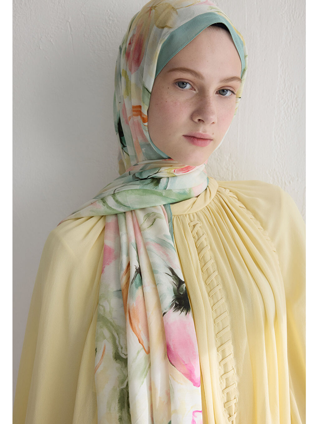 Soft Flora Floş Viskon Şal Soft Yeşil-4