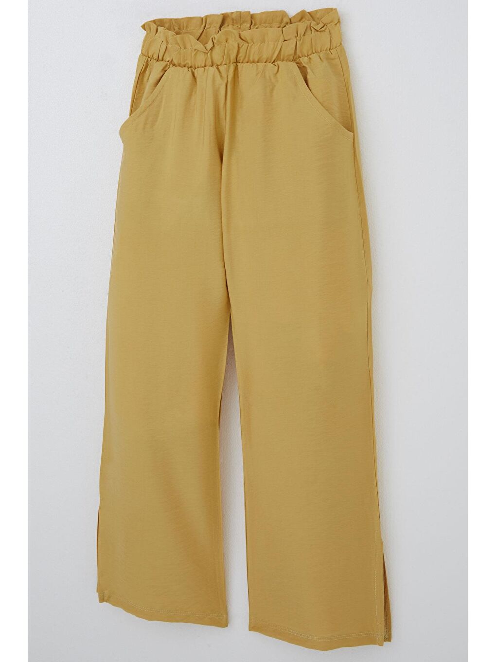 Kız Çocuk Pantolon Cepli Paçası Yırtmaçlı Hardal Sarı (8-14 Yaş)-2
