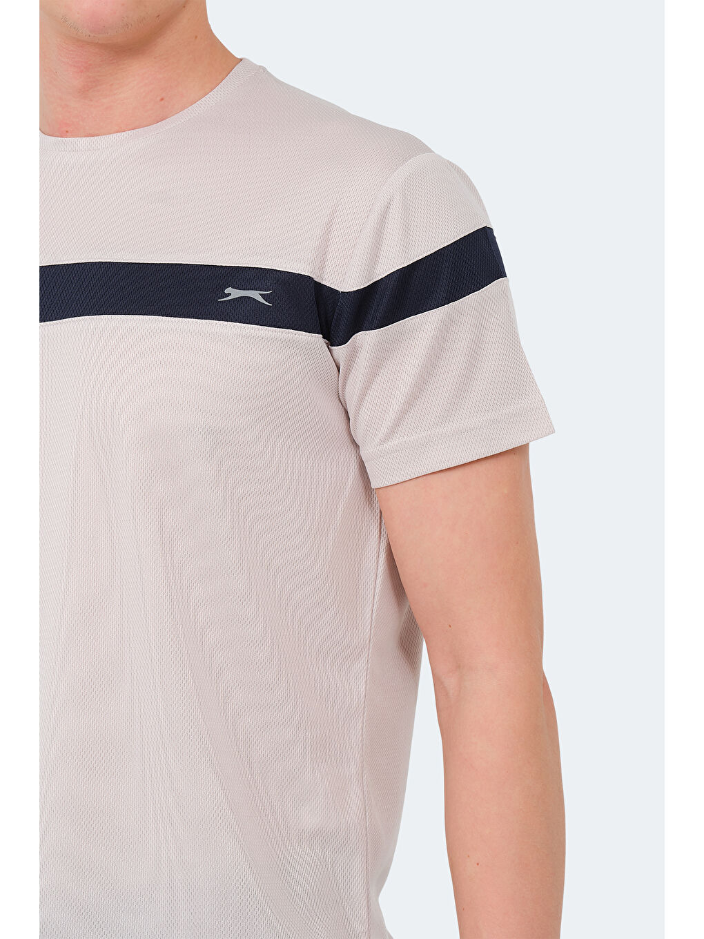 Bej Bisiklet Yaka Kısa Kollu Erkek Tişört-4