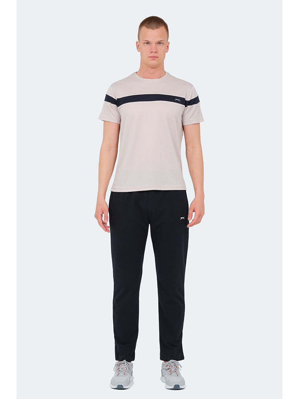 Bej Bisiklet Yaka Kısa Kollu Erkek Tişört-6