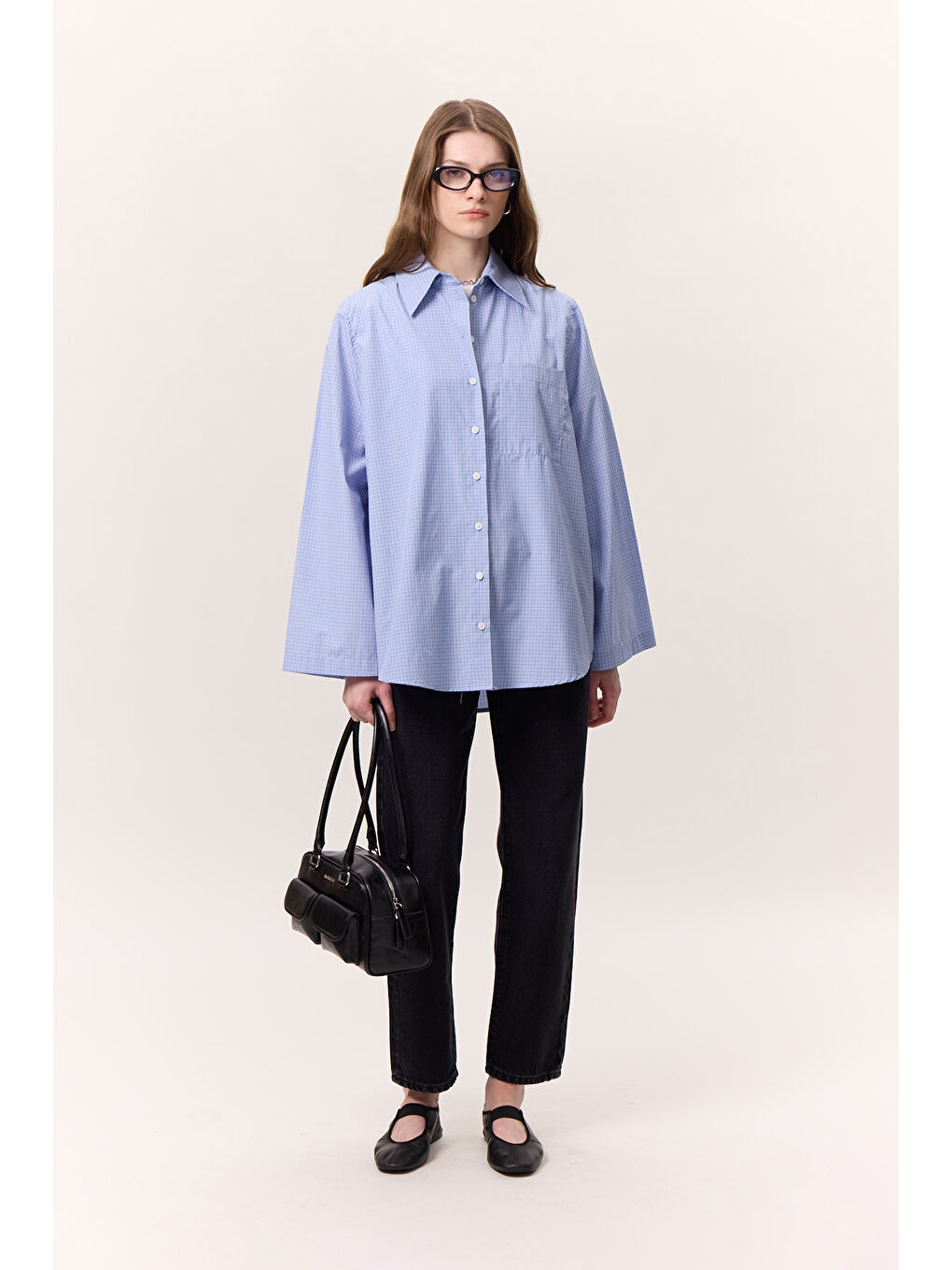 Karışık Geniş Kol Desenli Gömlek Ekose-2