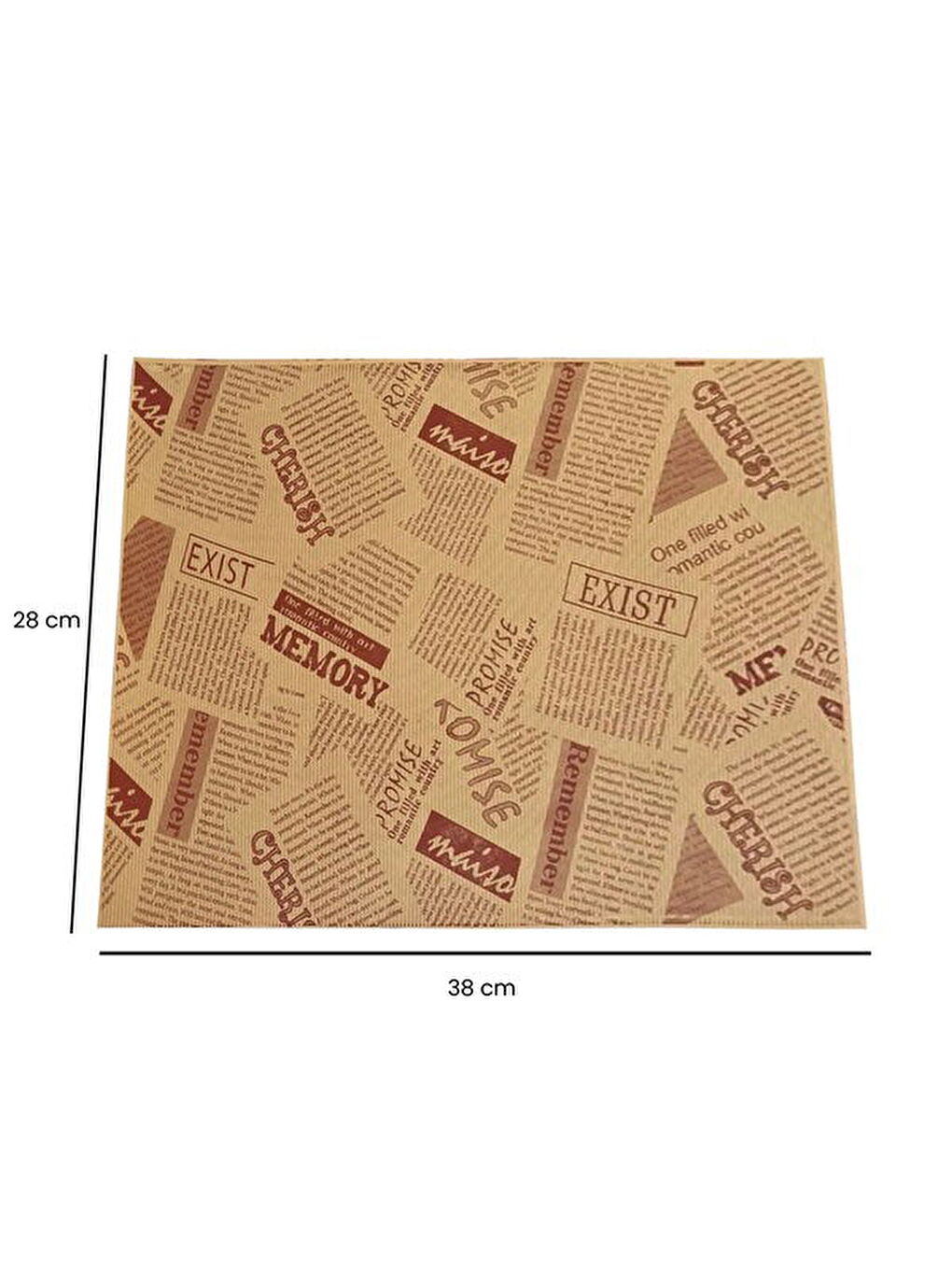 50'li Vintage Gazete Desenli Sunum Kağıdı - Kahverengi - 28x38 cm-4
