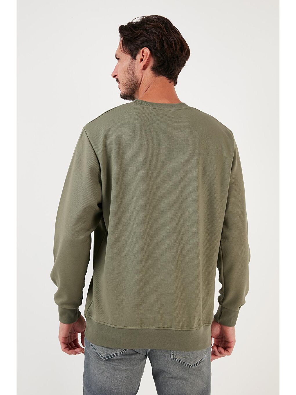 Buratti Haki Pamuklu Bisiklet Yaka Regular Fit Basic Erkek Sweatshirt 5905521 - 4