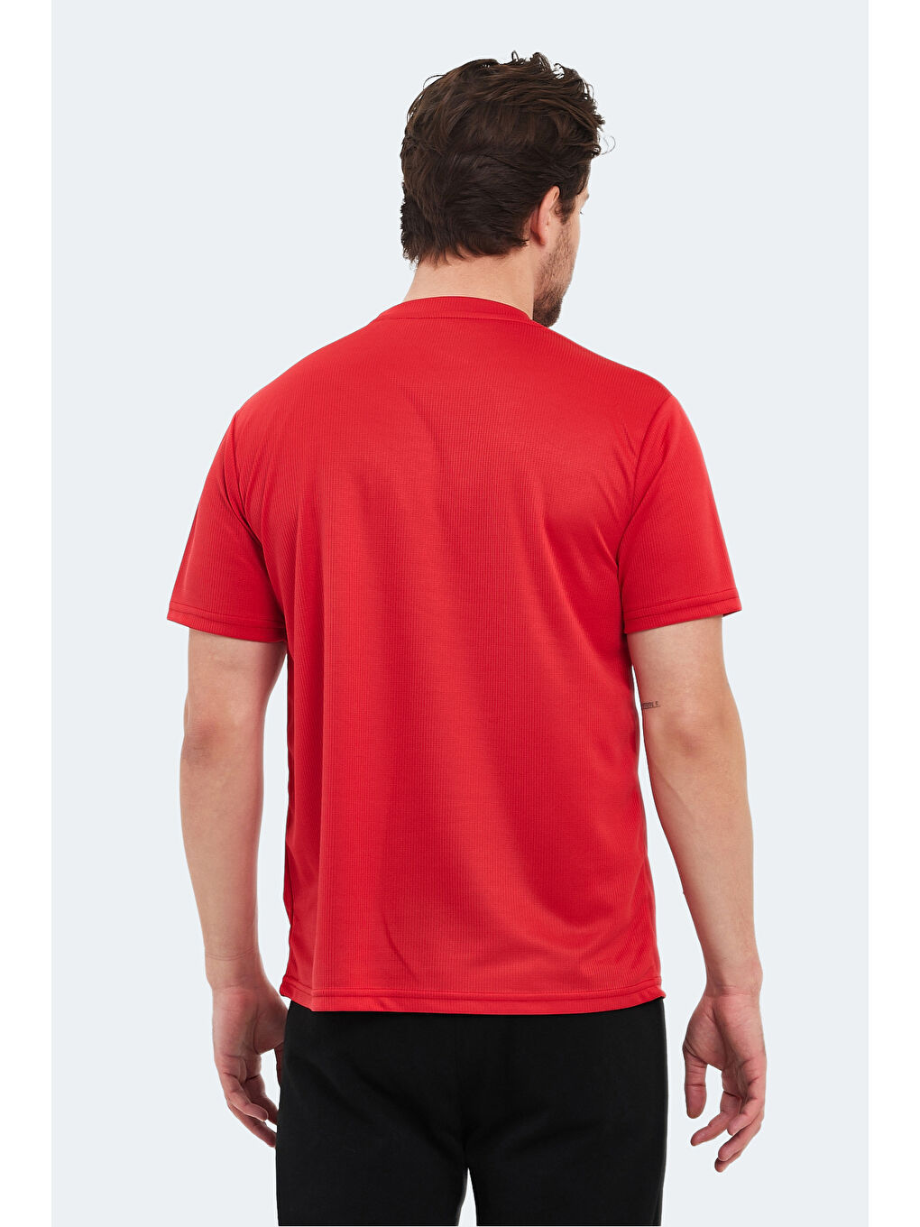 Kırmızı Bisiklet Yaka Kısa Kollu Erkek Tişört-1