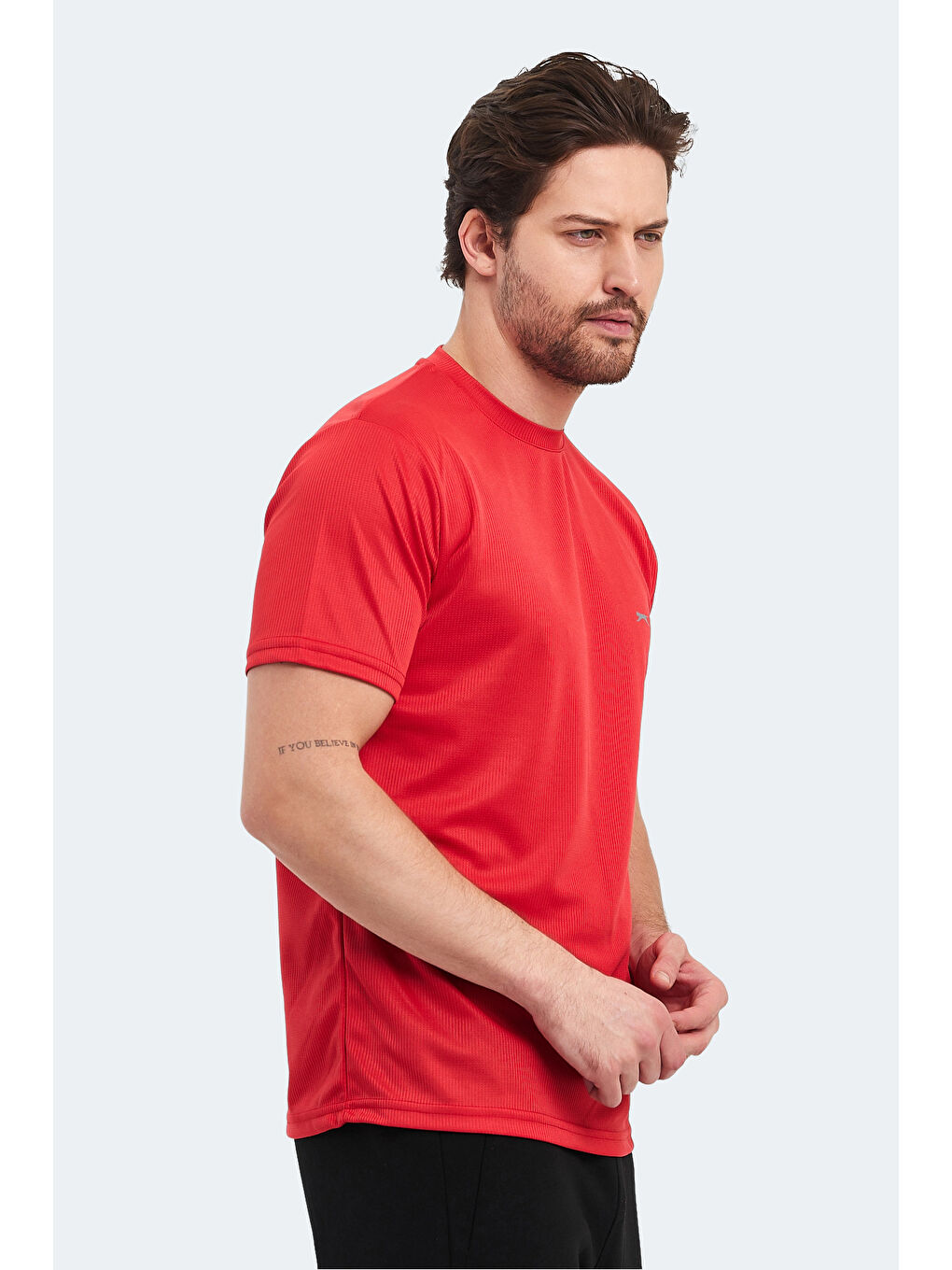 Kırmızı Bisiklet Yaka Kısa Kollu Erkek Tişört-2