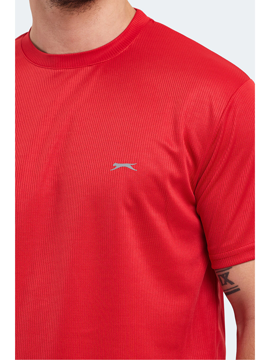 Kırmızı Bisiklet Yaka Kısa Kollu Erkek Tişört-4