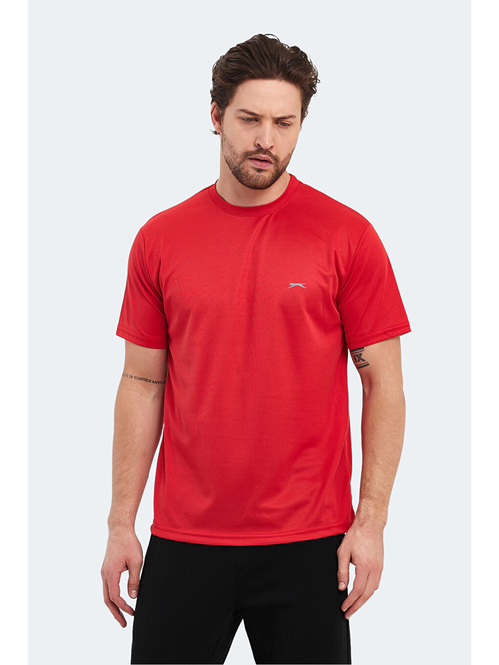 Kırmızı Bisiklet Yaka Kısa Kollu Erkek Tişört-5