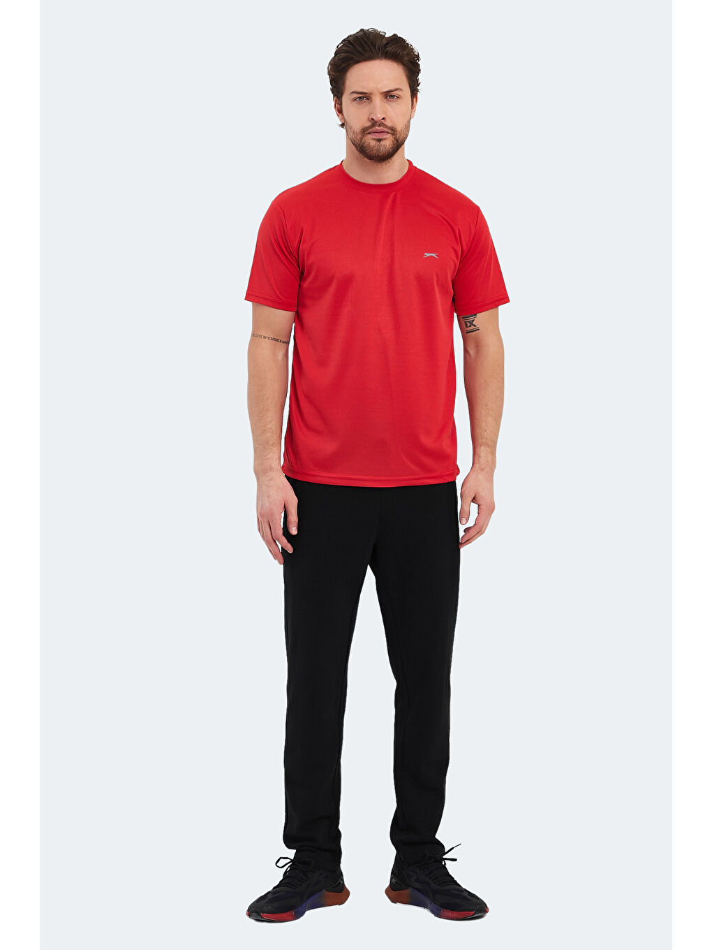 Kırmızı Bisiklet Yaka Kısa Kollu Erkek Tişört-6