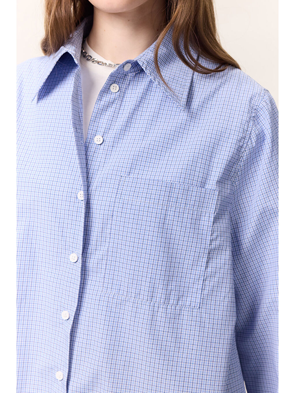 Karışık Geniş Kol Desenli Gömlek Ekose-6