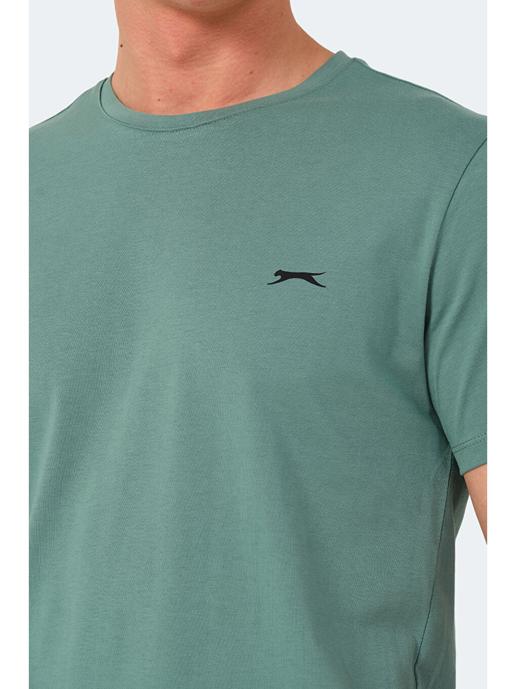 Turkuaz Bisiklet Yaka Kısa Kollu Arkası Yazı Baskılı Erkek Tişört-3