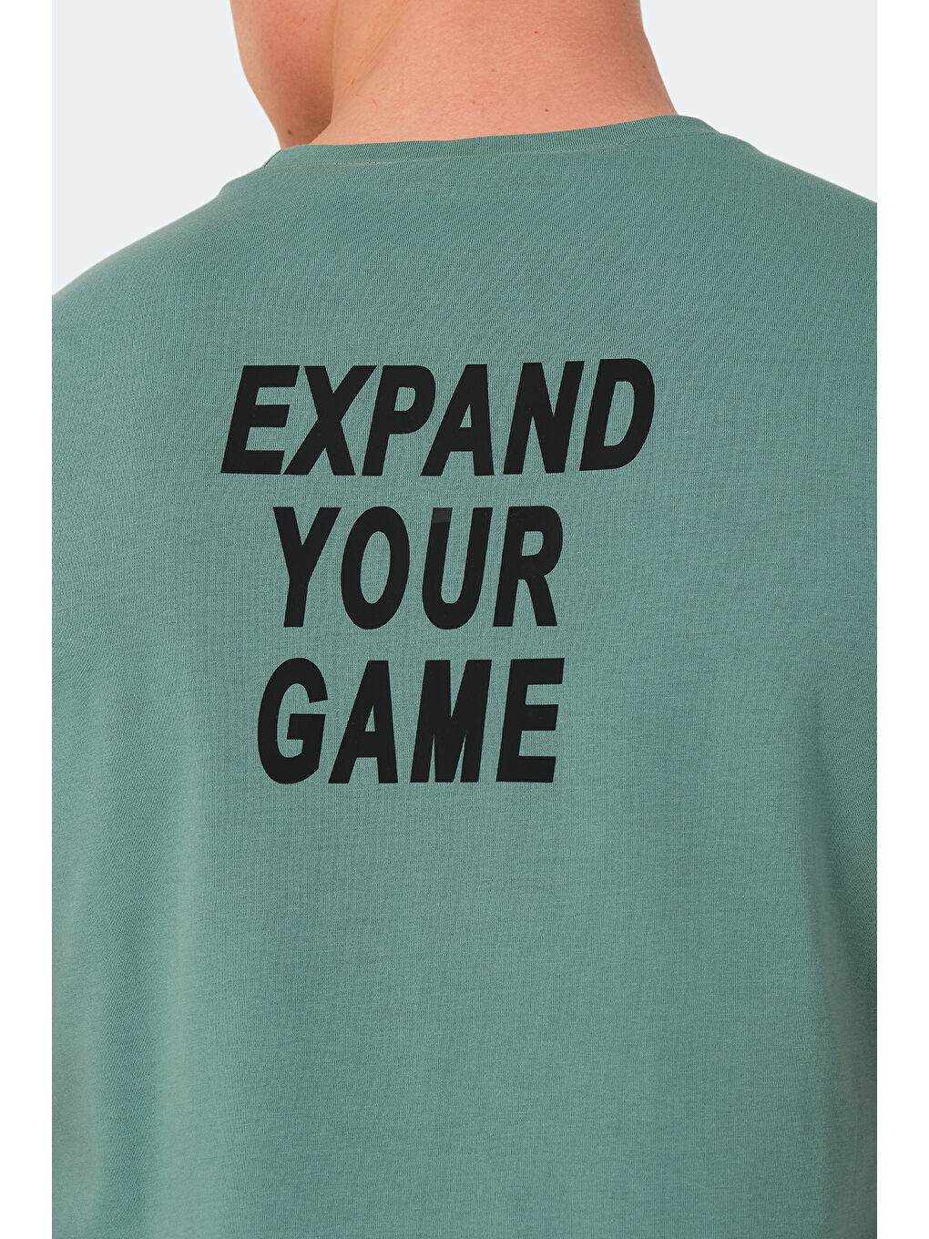 Turkuaz Bisiklet Yaka Kısa Kollu Arkası Yazı Baskılı Erkek Tişört-4