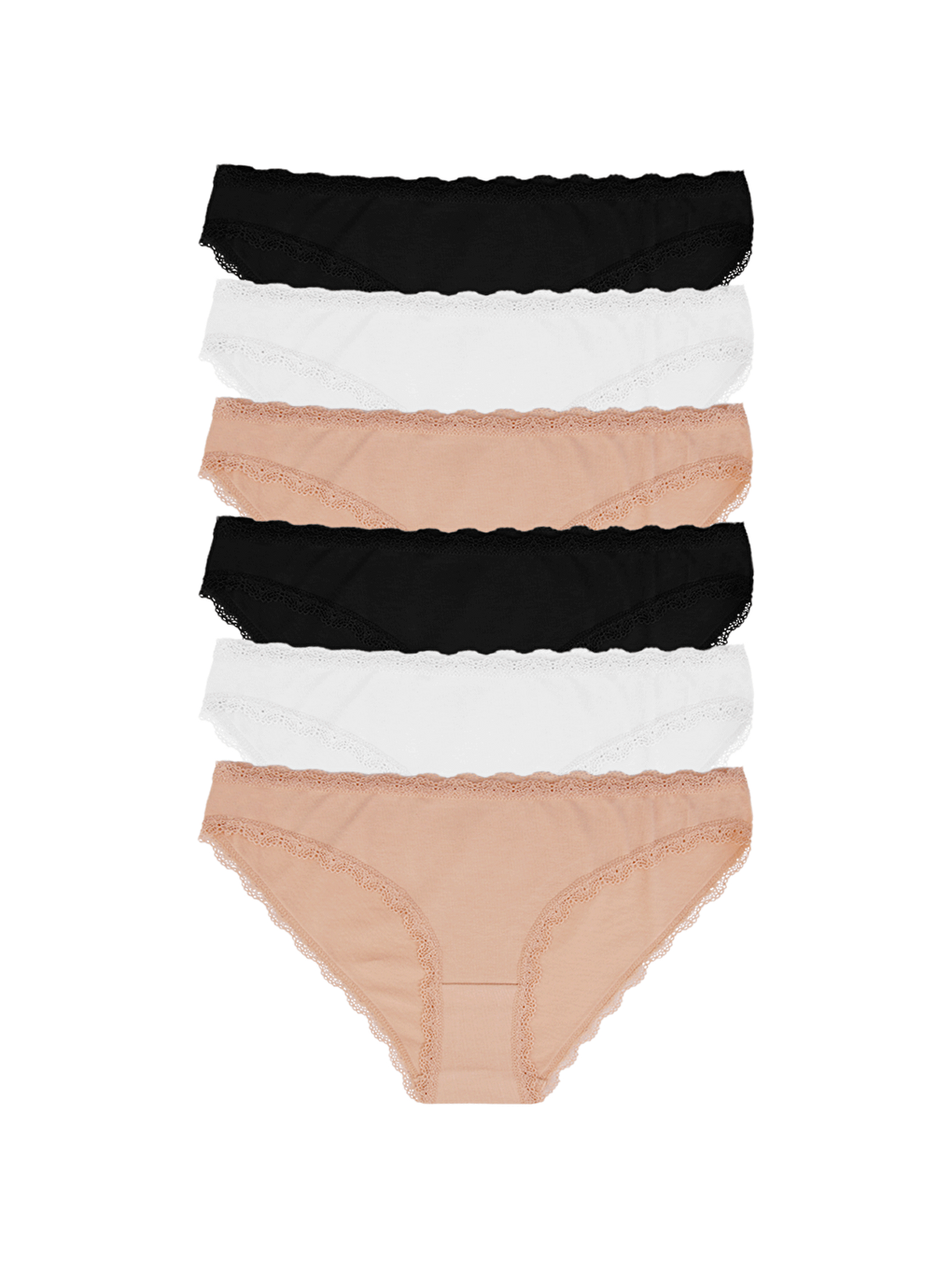 Karışık Kadın Dantelli Pamuklu Külot 6'LI