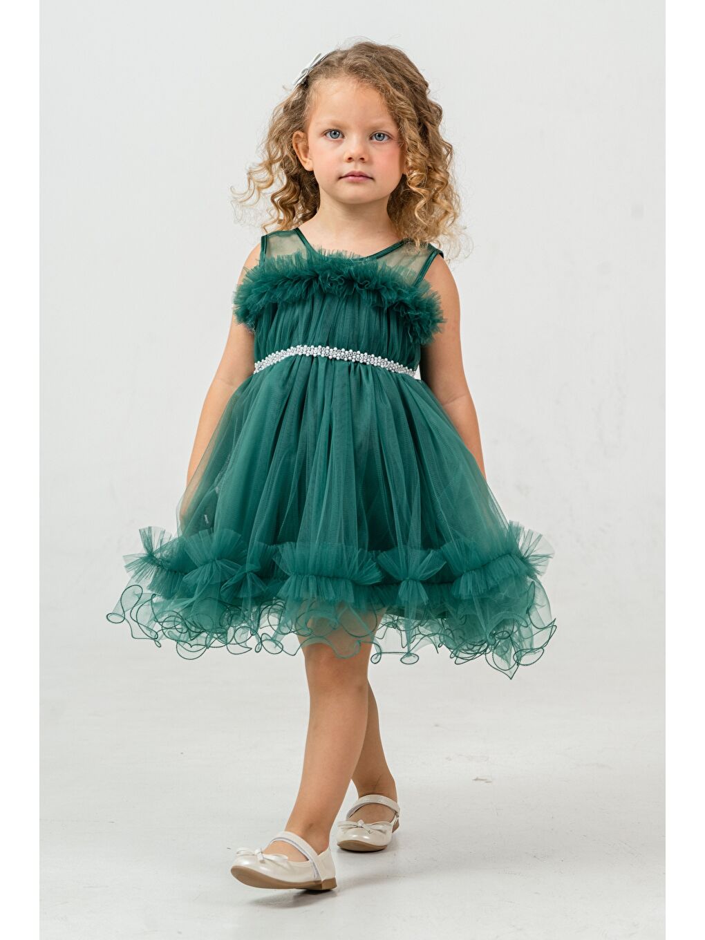 Yeşil Aizona Kız Çocuk Abiye M00782-1