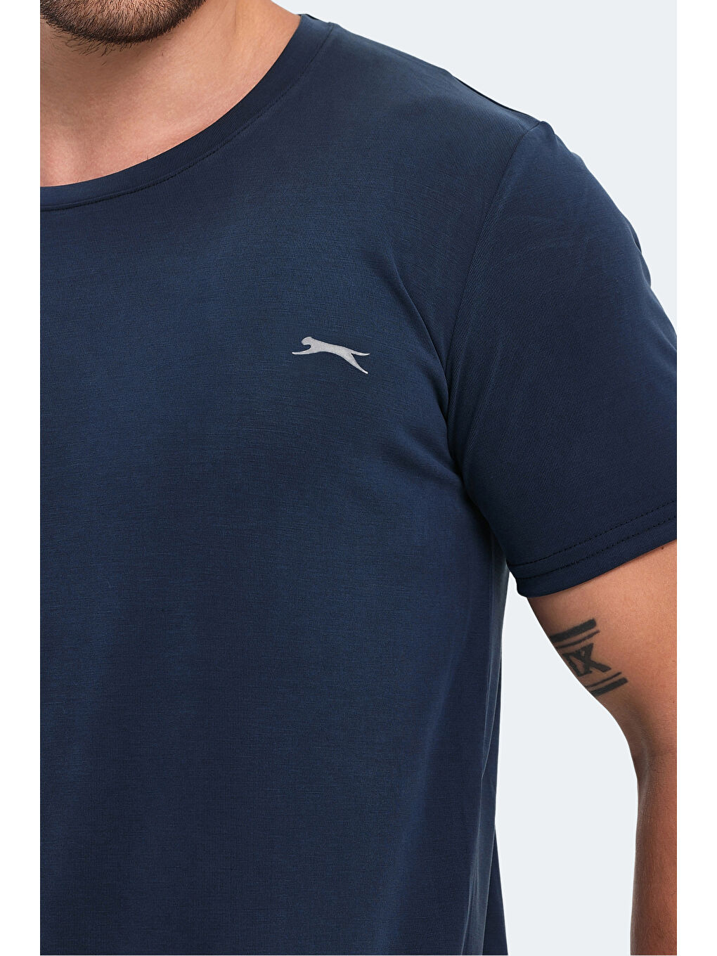 Lacivert Bisiklet Yaka Erkek Tişört-3