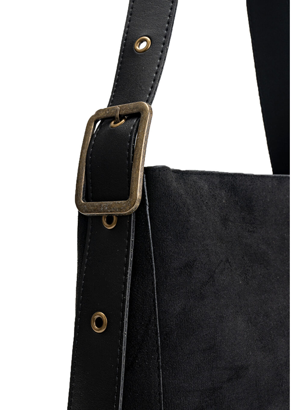 Kemer Detaylı Dante Kadın(Süet) Çapraz Çanta Siyah-4